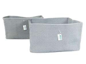 NWT Set of 2 Container Store Gray Rectangular Woven Knit Storage Baskets